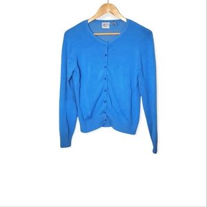 Bluebird Simple Button-Up Librarian Blue Silk Cardigan Sweater